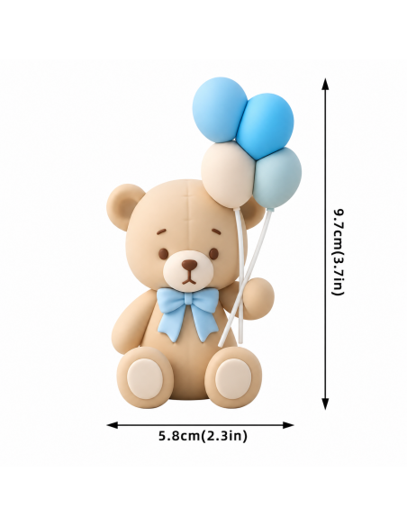 Oso Globos Azul para Tartas