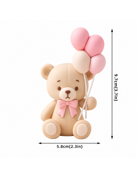 Osito Globos Rosa para Tartas