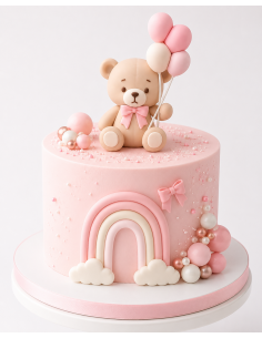 Osito Globos Rosa para Tartas