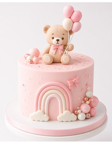 Osito Globos Rosa para Tartas