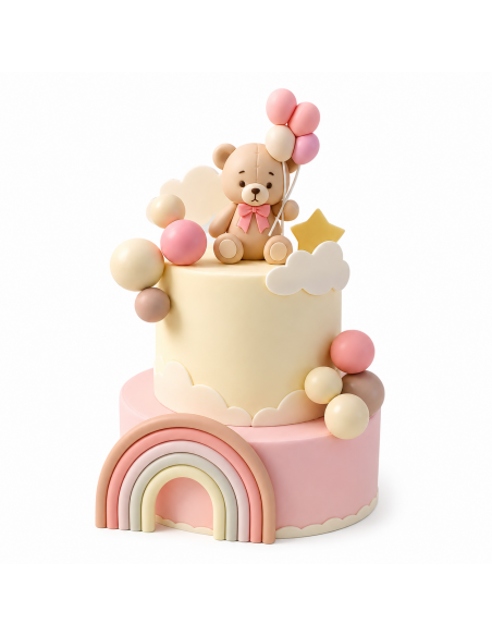Osito Globos Rosa para Tartas