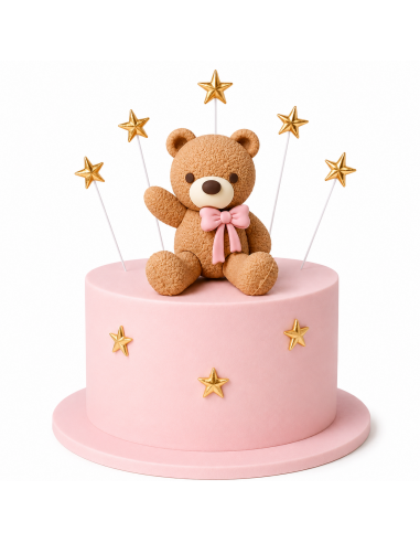 Oso Estrellas Rosa para Tartas