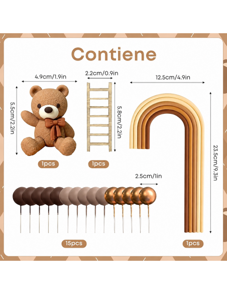 Set Oso, Escalera, Arcoíris y Bolas para Tartas