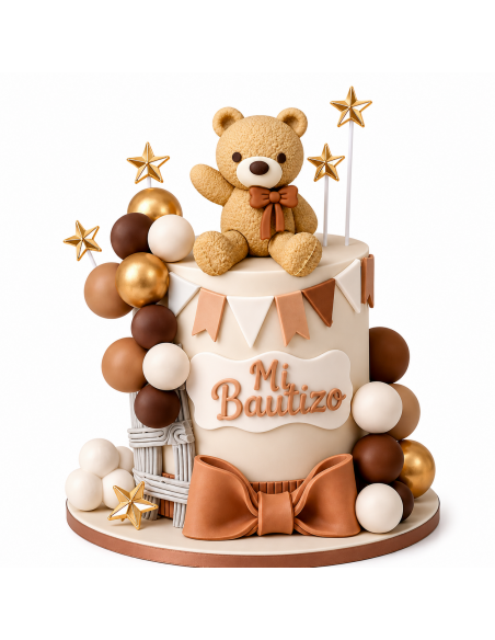 Set Oso Marrón, Bolas y Estrellas para Tartas