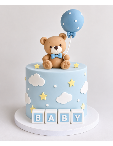 Set Cubos Bebé Decorativo Azul y Blanco para Tartas
