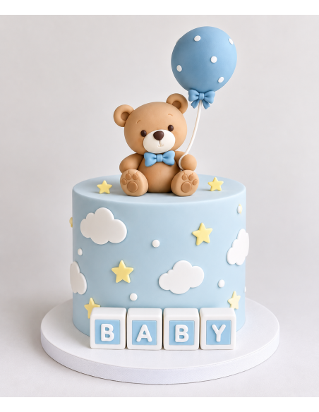 Set Cubos Bebé Decorativo Azul y Blanco para Tartas
