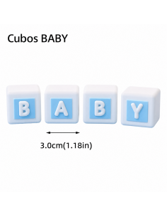 Set Cubos Bebé Decorativo Azul y Blanco para Tartas