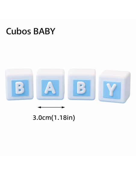 Set Cubos Bebé Decorativo Azul y Blanco para Tartas