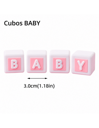 Set Cubos Baby Decorativo Rosa y Blanco para Tartas