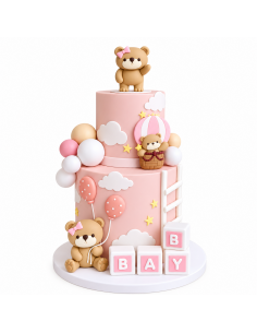 Set Cubos Baby Decorativo Rosa y Blanco para Tartas 2