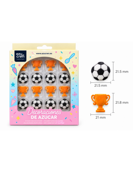 Set 16 Decoraciones de Azúcar Fútbol Soccer Party