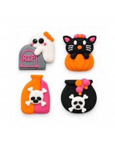 Set 8 Decoraciones de Azúcar Fantasmas y Gatos Wilton 2