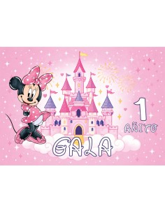 Papel de Azúcar Minnie Castillo Personalizado Nombre y Edad