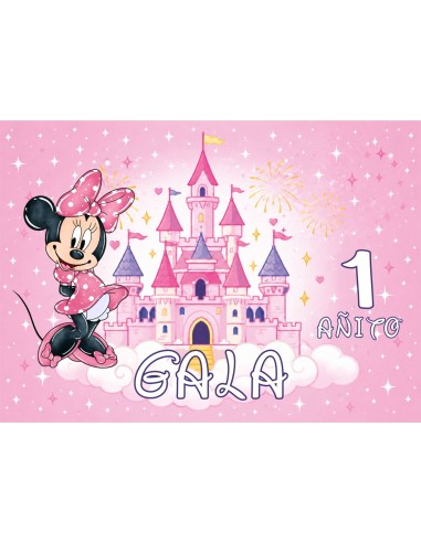 Papel de Azúcar Minnie Castillo Personalizado Nombre y Edad