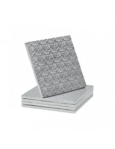 Base Tarta Cuadrada Plata 25cm