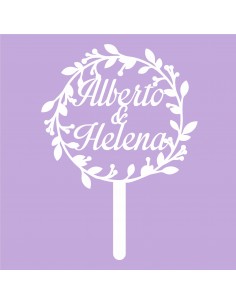 Topper cake redondo floral personalizado 2