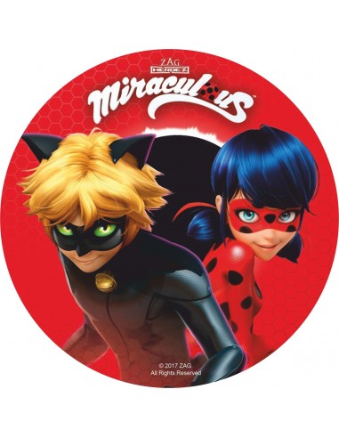 Papel de azúcar tarta Prodigiosa las aventuras de ladybug 