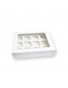 Caja 12 mini cupcakes blanca con ventana