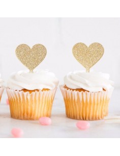 Toppers corazones dorados