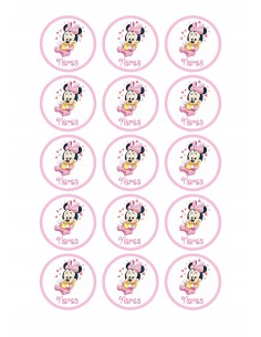 Papel azúcar Minnie bautizo niña personalizado