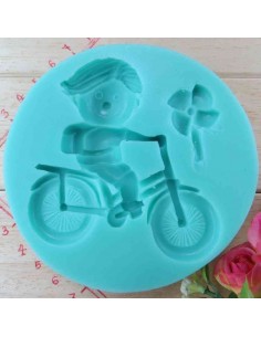 Molde de silicona niño en bicicleta