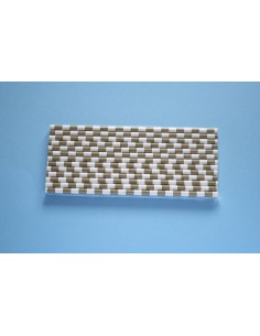 Pack 25 pajitas de papel blancas con rayas horizontales doradas