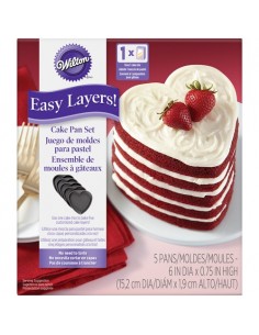 Set 5 moldes layer cake corazón Wilton
