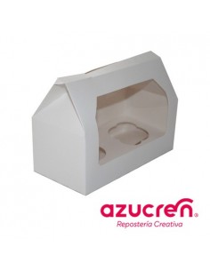 Caja 2 Cupcakes Blanca Con Ventana