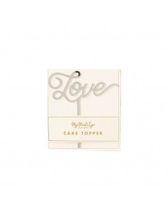 Topper love espejo plata