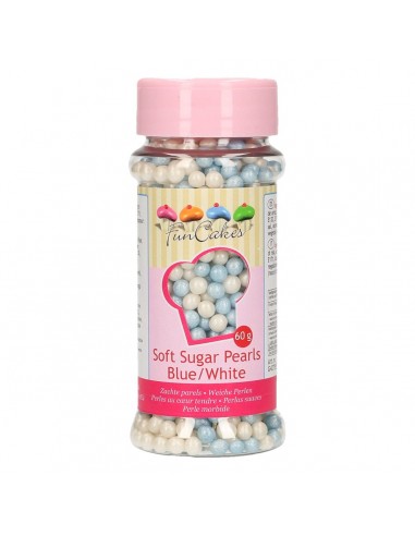 Perlas comestibles azules y blancas