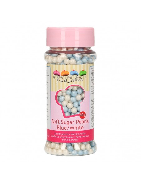 Perlas comestibles azules y blancas