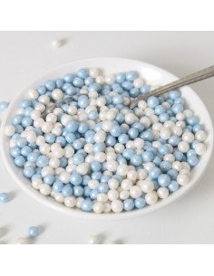 Perlas comestibles azules y blancas