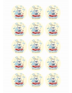 Papel de azúcar bautizo osito marinero para galletas