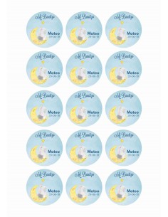 Papel de azúcar bautizo elefante luna para galletas