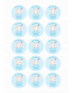 Papel de azúcar bautizo elefante azul para galletas