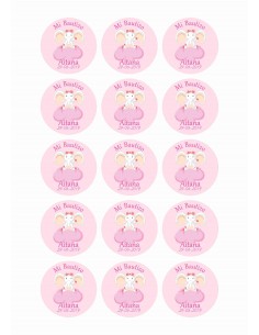 Papel de azúcar bautizo elefante rosa para galletas