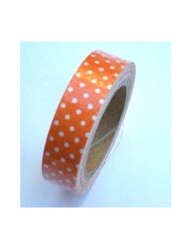 Fabric Tape Naranja Lunares Blancos