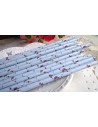 Pack de 25 pajitas de papel de color azul con flores moradas