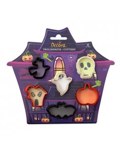 Set 6 mini cortadores plástico Halloween