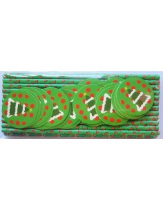 Pack de 25 pajitas de papel verde con toppers de árbol de navidad