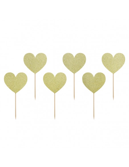 Toppers corazones dorados papel