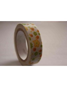 Fabric Tape con flores amarillas, naranjas y verdes 2