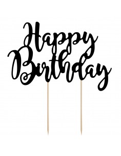 Topper happy birthday papel negro 2