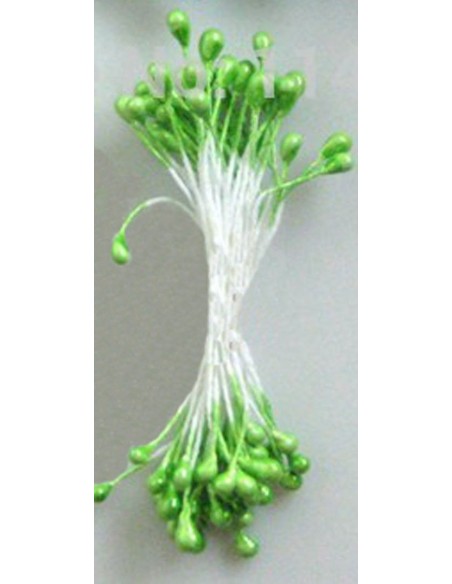 Estambres para flores perlados verde manzana