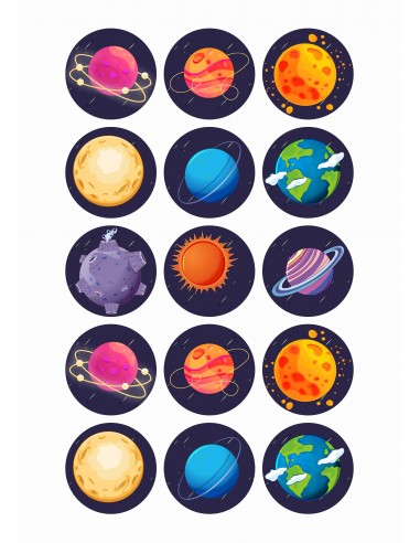 Papel de azúcar Planetas para galletas
