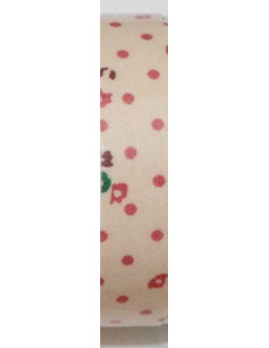 Fabric tape camel con lunares rosas y flores verdes y rosas