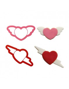 Set 2 Cortadores corazones con alas