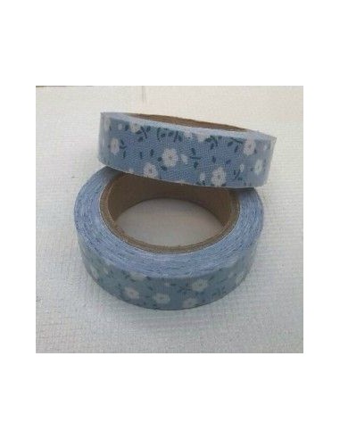 Fabric tape azul claro con florecillas blancas