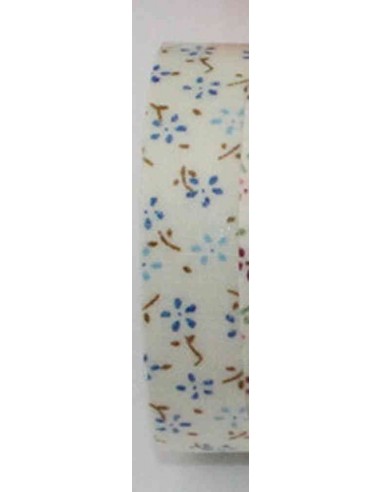 Fabric tape color crudo con flores en tonos azules