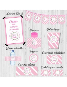 Kit de fiesta personalizado comunión flores